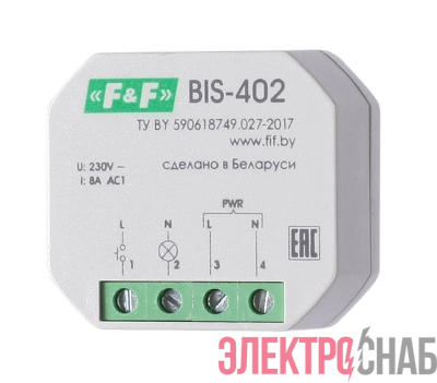Реле импульсное BIS-402 (для установки в монтажную коробку 230В 8А 1Z IP40) F&F EA01.005.002