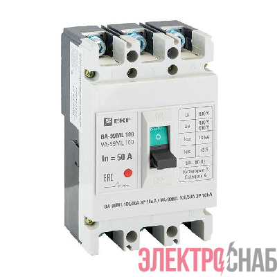 Выключатель автоматический 3п 100/50А 18кА ВА-99МL Basic EKF mccb99-100-50mi