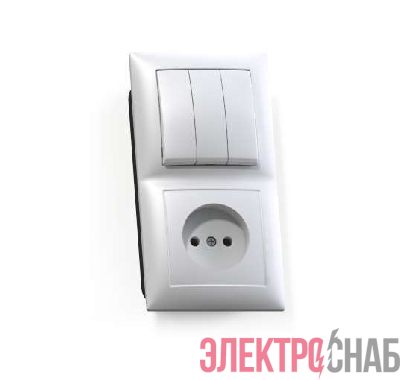 Блок СП БКВР-410 Селена (3-кл. выкл. + розетка) бел. Кунцево 8203