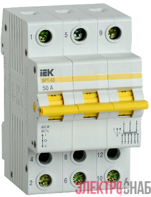 Выключатель-разъединитель трехпозиционный 3п ВРТ-63 50А IEK MPR10-3-050