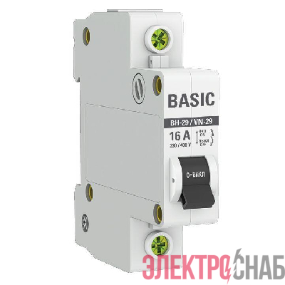 Выключатель нагрузки 1п 16А ВН-29 Basic EKF SL29-1-16-bas