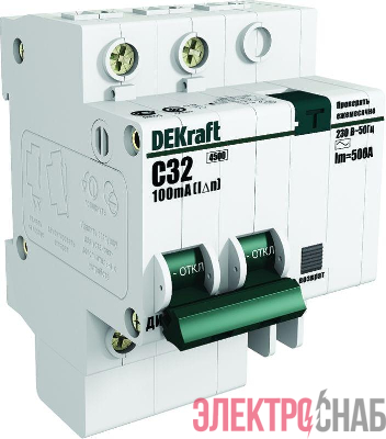 Выключатель автоматический дифференциального тока 2п (1P+N) C 40А 300мА тип AC ДИФ-101 со встроен. защит. от сверхтоков DEKraft 15242DEK