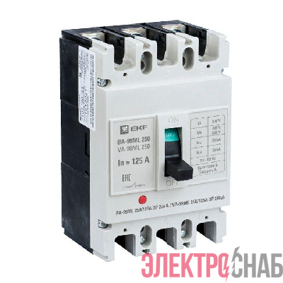 Выключатель автоматический 3п 250/125А 20кА ВА-99МL Basic EKF mccb99-250-125mi