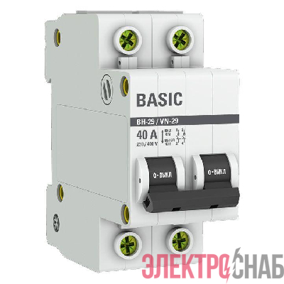 Выключатель нагрузки 2п 40А ВН-29 Basic EKF SL29-2-40-bas