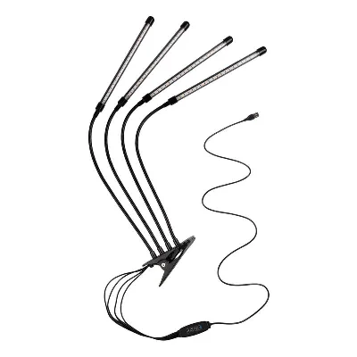 Светильник светодиодный "КРИСТАЛЛ" CTL2-USB-bl Agro 4х10Вт IP40 для растений спектр 4 плафона на прищепке пульт на шнуре красн./син. ФАZА 5068810