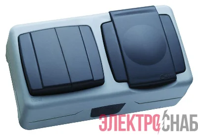 Выключатель 2-кл. + розетка IP44 с крышкой Makel 37064203