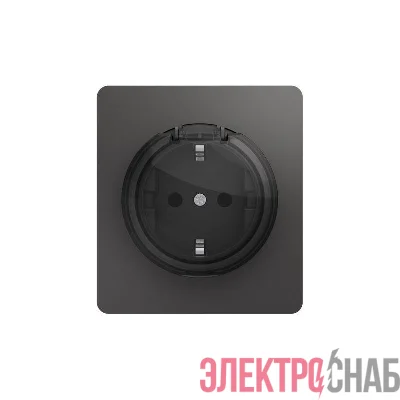 Розетка 1-м СП ROUND MIELE 16А с заземл. защ. шторки и крышкой титан Kranz KR-78-0702-2