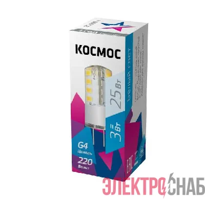 Лампа светодиодная 3Вт 220В G4 4500К КОСМОС LksmLED3wJCG4220v45