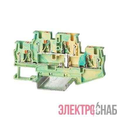 Клемма заземления двухуровневая зажим push-in 4 точки подключения 4кв.мм DKC VPRTT-4-PE-YG