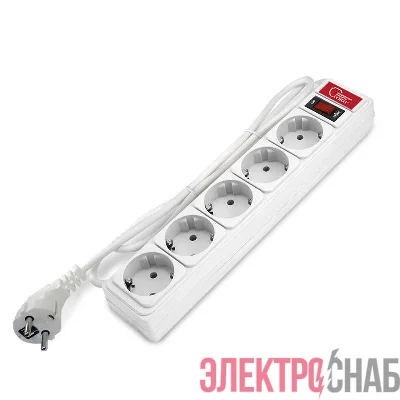Удлинитель с сетевым фильтром 5х1.5м 10А IP21 ПВС 3х0.75 бел. Союз 1324