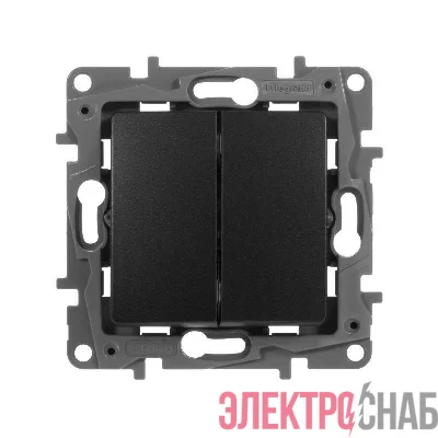 Выключатель 2-кл. СП Etika 10А IP20 250В 10AX авт. зажимы механизм антрацит Leg 672602