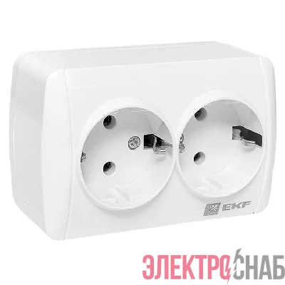 Розетка 2-м ОП Владивосток 16А IP44 с заземл. EKF EQR16-129-30-54