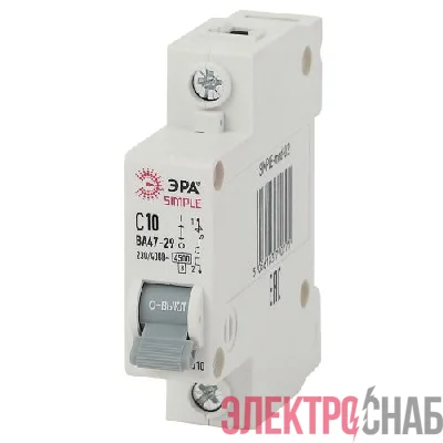 Выключатель автоматический модульный 1п C 10А 4.5кА ВА 47-29 SIMPLE-mod-02 ЭРА Б0039219