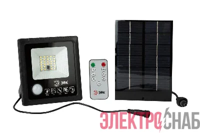 Прожектор светодиодный 20Вт 5000К 350лм IP65 уличный с датчиком движения солнечная батарея ПДУ Эра Б0049545