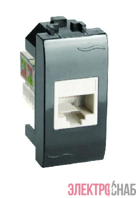 Розетка компьютерная 1-м СП Brava 1мод. RJ45 5E черн. DKC 77654N