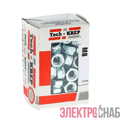 Гайка DIN985 самоконтрящаяся М8 оцинк. (уп.100шт) Tech-KREP 105254
