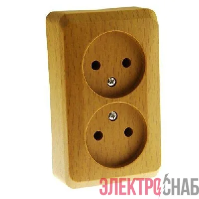 Розетка 2-м ОП Этюд Дача 16А IP20 250В без заземл. без защ. шторок бук SE PA16-005T