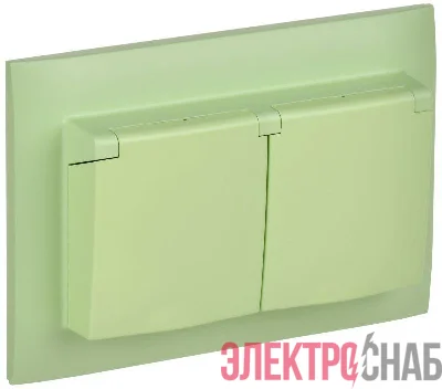 Розетка 2-м SKANDY 16А IP44 с крышкой в сборе SK-R12G мятный IEK SK-R26-16-44-K06-F
