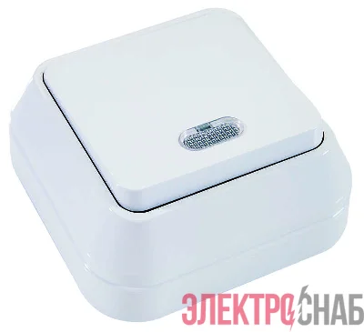 Выключатель проходной 1-кл. ОП 10А IP20 с подсветкой бел. Makel 45125