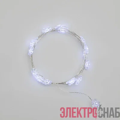 Гирлянда светодиодная "Снежинки" 2м 20LED бел. 2Вт 6В IP20 провод прозр. элементы питания 2хCR2032 (в компл.) Neon-Night 303-010