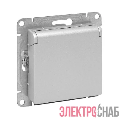 Розетка СП Эпика 16А IP44 с заземл. защ. шторки с крышкой механизм алюм. EKF UP1-SOA-111-44