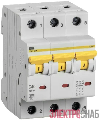 Выключатель автоматический модульный 3п C 40А 6кА ВА47-60M KARAT IEK MVA31-3-040-C