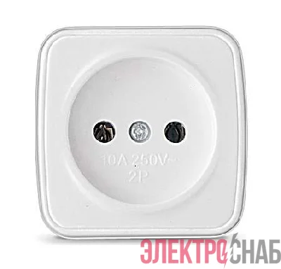Розетка 1-м ОП Электра 10А IP20 без заземл. бел. Союз 0011