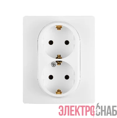 Розетка 2-м СП Etika 16А IP20 250В 2P+E с заземл. немецк. стандарт винт. клеммы в сборе бел. Leg 672223