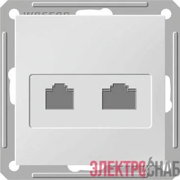 Розетка компьютерная + телефонная 2-м СП W59 RJ45 + RJ11 кат.5E механизм бел. SE RSI-251TK5E-1-86