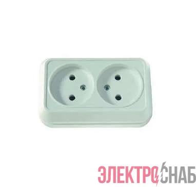Розетка 2-м ОП 16А IP20 без заземл. бел. Makel 45117