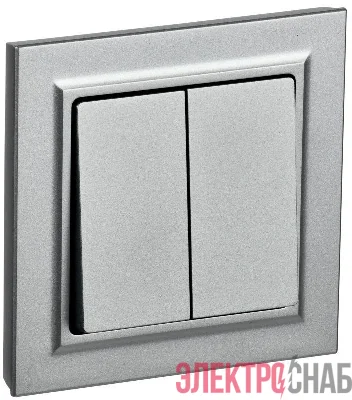 Выключатель 2-кл. СП BRITE ВСР10-2-0-БрА 10А в сборе алюм. IEK BR-V20-0-10-K47-F