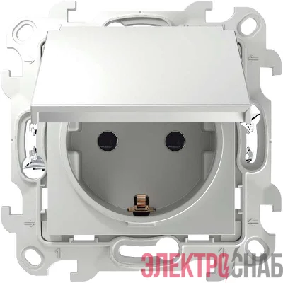 Розетка 1-м СП Simon 24 16А IP44 2P+E Push&Go механизм бел. Simon 2420448-030
