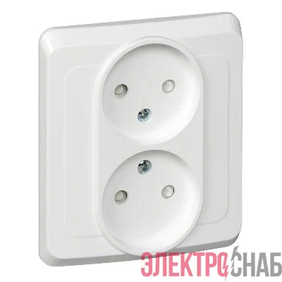 Розетка 2-м СП Этюд 16А IP20 защ. шторки без заземл. бел. SchE PC16-006B