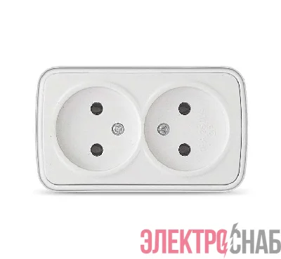 Розетка 2-м ОП Электра 16А IP20 без заземл. бел. Союз 0024