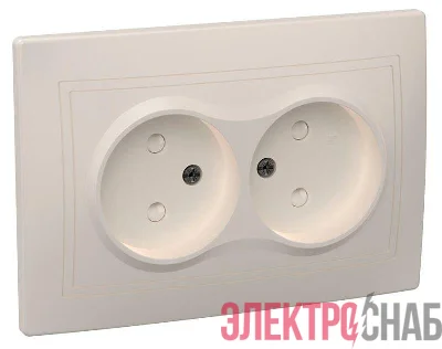 Розетка 2-м СП Кварта РСш12-2-ККм 10А IP20 без заземл. защ. шторки крем. IEK ERK20-K33-10-DM