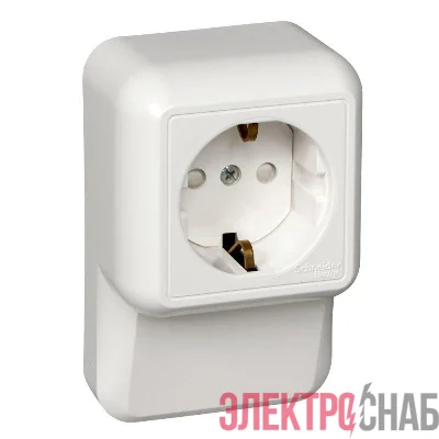 Розетка плинтусная 1-м ОП Blanca / Прима 16А IP20 250В с заземл. защ. шторки с монтажн. пластиной (опт. упак.) бел. SE RA16-003-2M-B