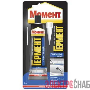 Герметик силиконовый санитарный "Момент ГЕРМЕНТ" 85мл на един. блистере бел. Момент Б0003633