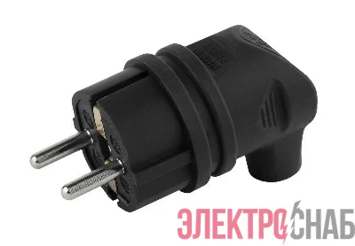Вилка каучуковая с заземл. 90град 16А IP44 черн. V9-B-IP44 ЭРА Б0044542