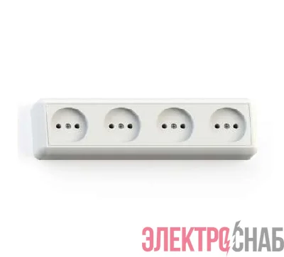 Розетка 4-м ОП Оптима РА16-402 16А IP20 с монтаж. пластиной бел. Кунцево 8024