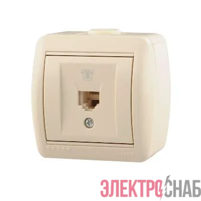 Розетка телефонная 1-м ОП Ната RJ11 крем. Lezard 710-0300-137