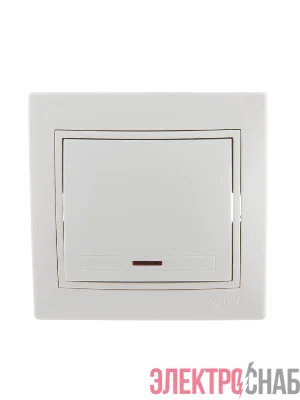 Выключатель 1-кл. СП Mira 10А IP20 с подсветкой с бел. вставкой бел. LEZARD 701-0202-111