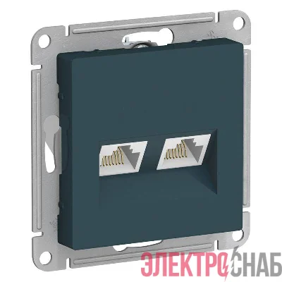 Розетка компьютерная 2-м AtlasDesign RJ45 кат.5E механизм изумруд SchE ATN000885