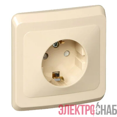Розетка 1-м СП Этюд 16А защ. шторки с заземл. крем. SchE PC16-004K