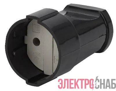 Розетка кабельная без заземл. прямая 10А черн. Rx1-B ЭРА Б0039681