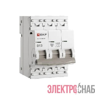Выключатель автоматический 3п D 13А 6кА ВА 47-63N MA без теплового расцеп. PROxima EKF M63MA6313D