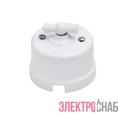 Выключатель поворотный 2-кл. ОП Лизетта 10А IP20 ретро 4 полож. керамика бел. Bironi B1-202-01