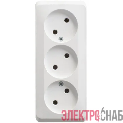 Розетка 3-м ОП Этюд 16А IP20 250В без заземл. без защ. шторок бел. SE PA16-009B