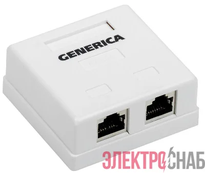 Розетка информационная RJ45 кат.5е FTP 2 порта настенная GENERICA ITK CS2-1C5EF-22-G
