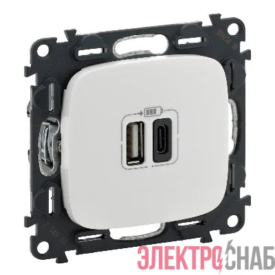 Устройство зарядное Valena Allure с 2-мя USB-разьемами тип A-тип C 240В/5В 3000мА с лиц. панелью бел. Leg 754965
