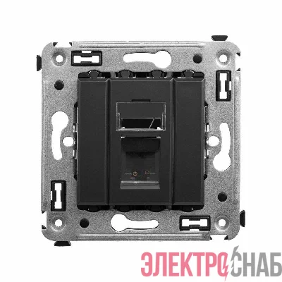 Розетка телефонная 1-м СП Avanti "Черный матовый" RJ12 DKC 4412313